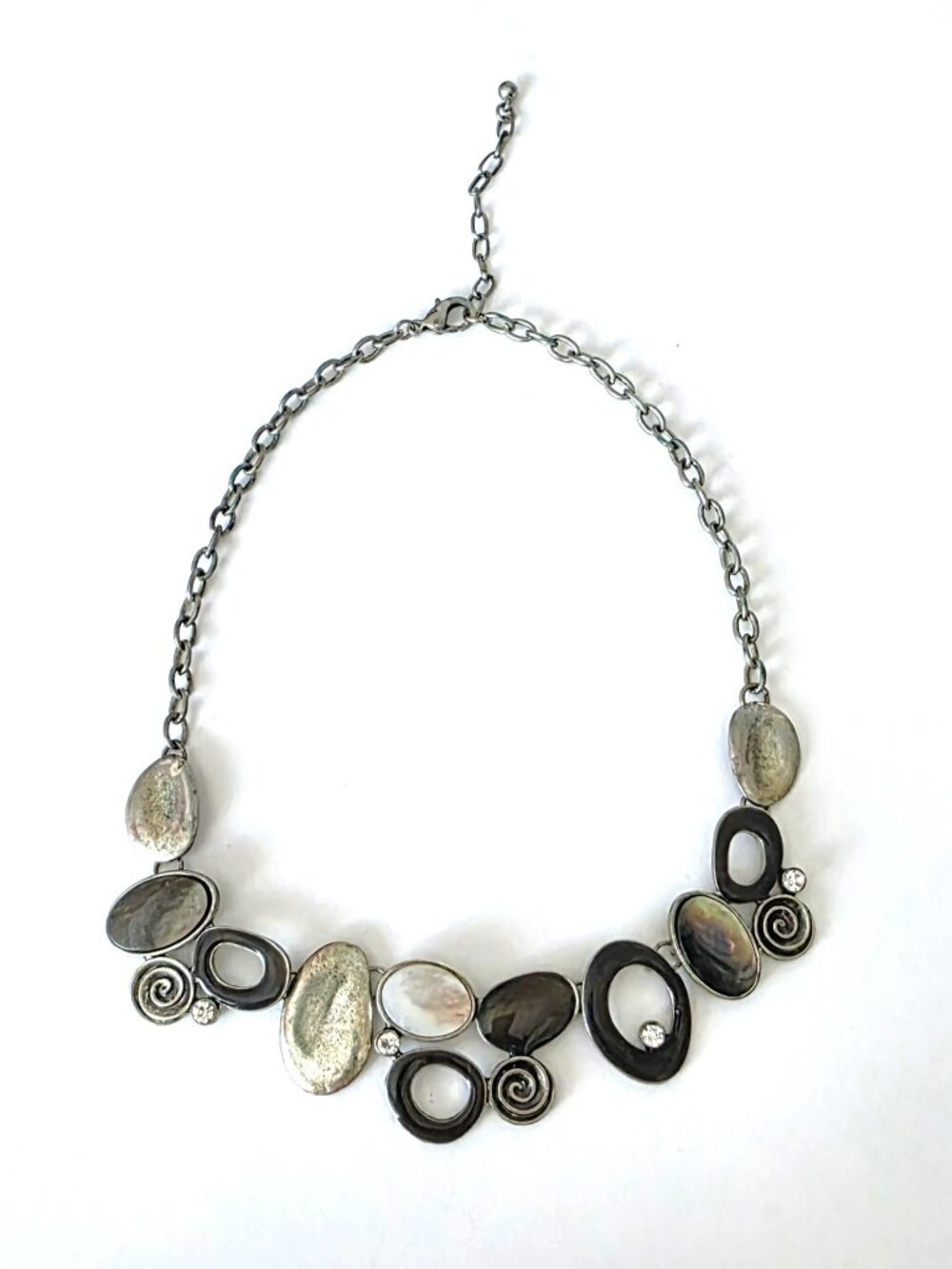 Pewter & black Mother of Pearl necklace